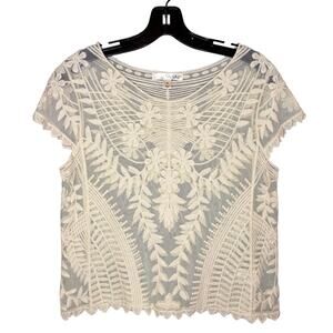 NWOT Boho Cream Lacy Top by Say What? Size Medium